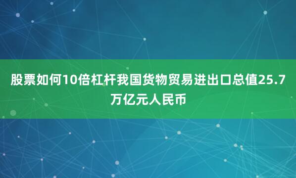 股票如何10倍杠杆我国货物贸易进出口总值25.7万亿元人民币